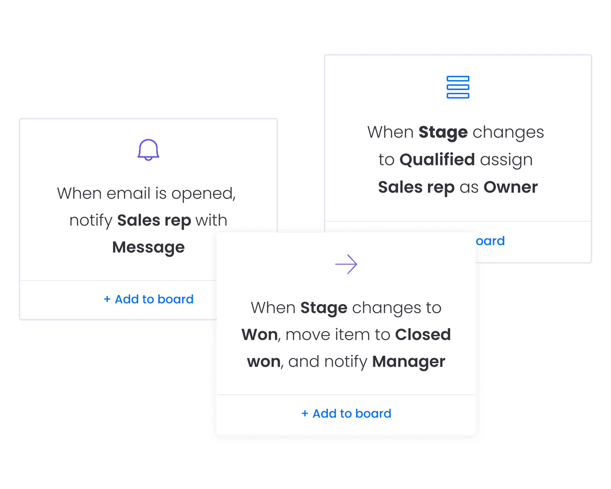 monday.com automation recipes: stage changes trigger assignments, notifications, and workflow updates